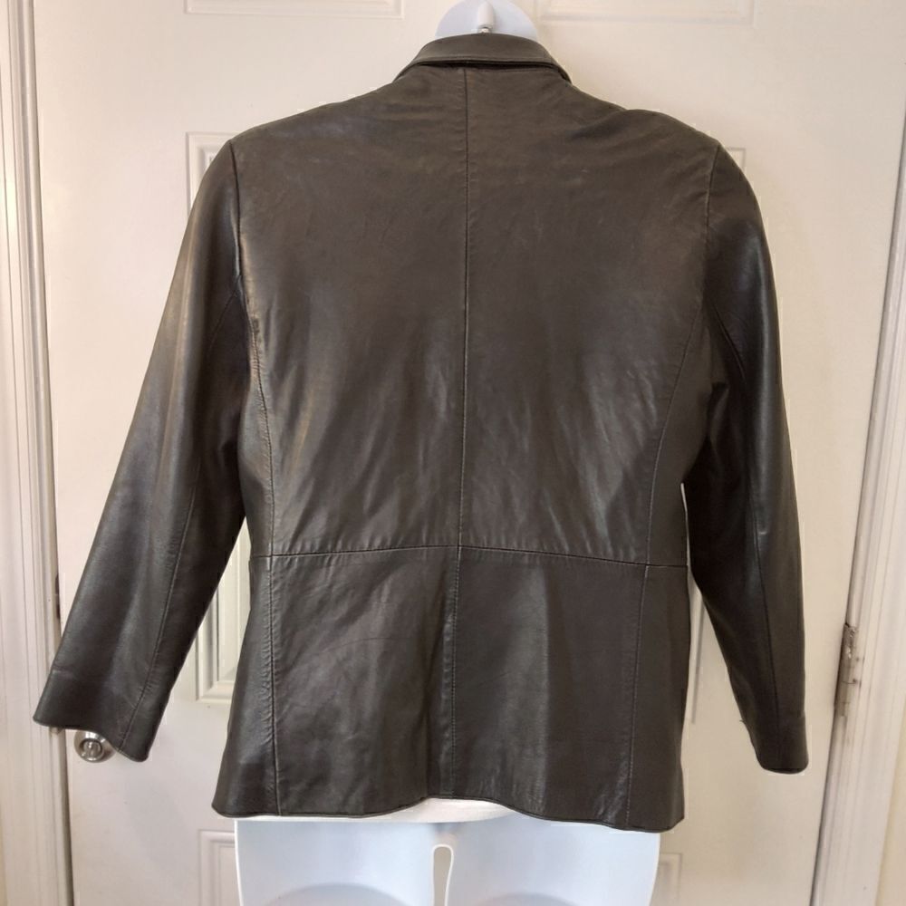 KC Collections black button front leather jacket - Picture 11 of 17